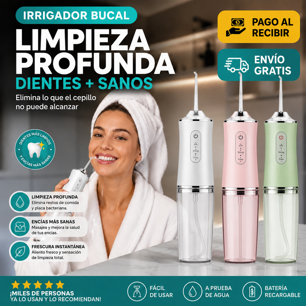 Irrigador Bucal Portátil-Fluira AquaSmile™