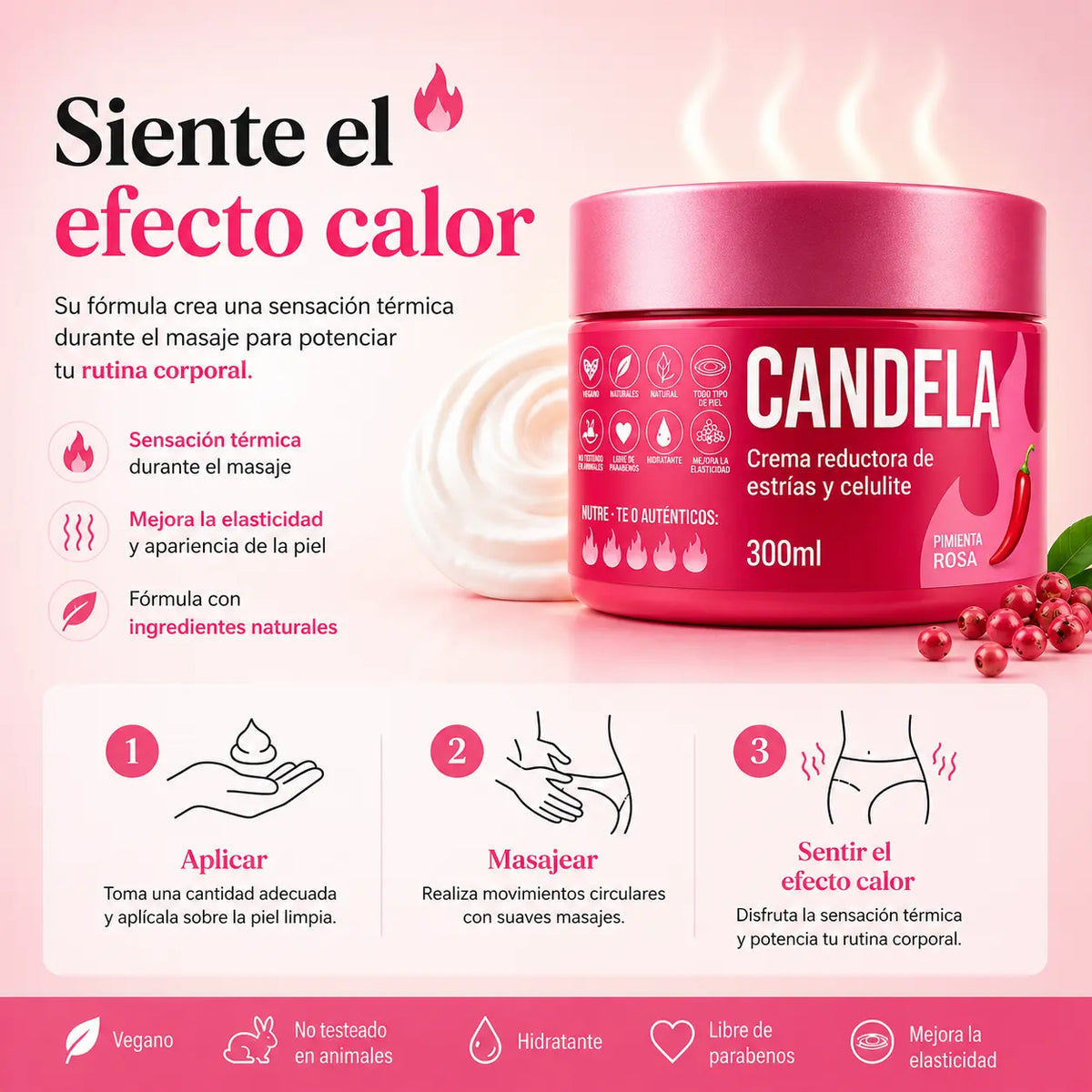 CANDELA EFECTO FUEGO™ Crema Reductora de Estrías y Celulitis